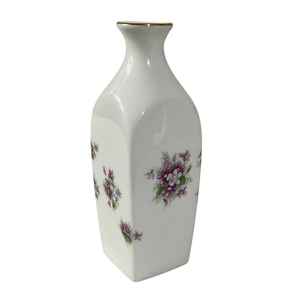 Royal Albert Bone China Sweet Violets Bud Vase Floral Gold Trim England 5” x 2”